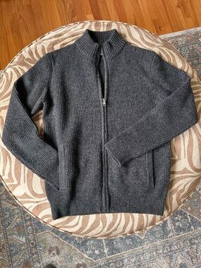 Old Navy Men's Dark Gray Full-Zip Ribbed Sweater NWOT